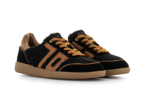 Back 70 Sneaker Cloud Teddy in Bouclé Nero e Pelle Cuoio